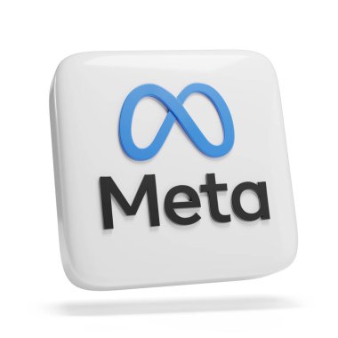 Buenos Aires, Arjantin; 29 Haziran 2024: Beyaz arka planda izole edilmiş üç boyutta Meta logosu. 3d illüstrasyon.