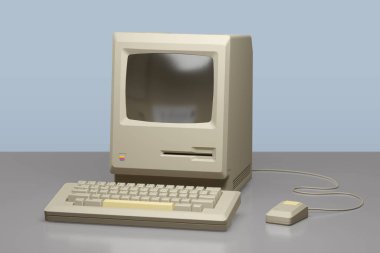 Buenos Aires, Arjantin - 11 Ağustos 2024: Apple Macintosh 128K Bilgisayar. 3d illüstrasyon.