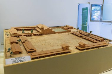 San Ignacio, Misiones, Arjantin - 5 Mayıs 2025: San Ignacio Mini Cizvit misyonunun modeli.