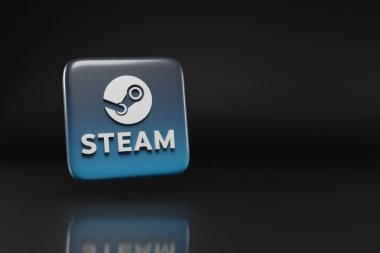 Buenos Aires, Arjantin; 11 Ağustos 2025: Kopya uzaylı üç boyutlu Buhar logosu. 3d illüstrasyon.