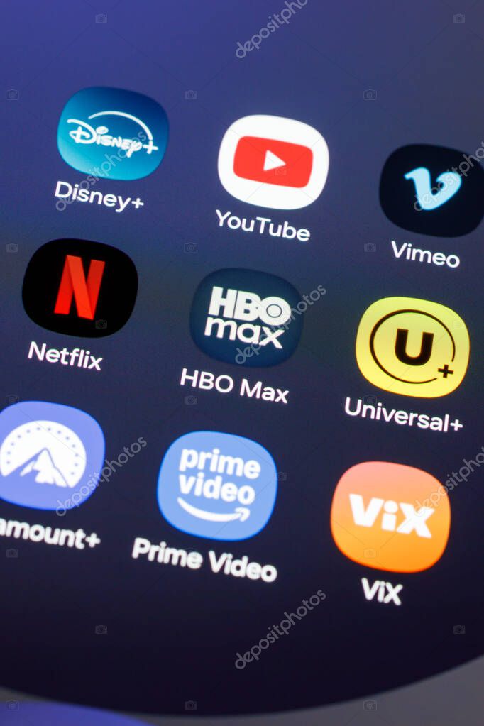 Buenos Aires, Argentina - September 27th 2025: Several streaming apps on a mobile phone screen.