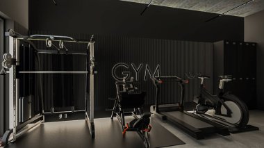 Koyu tonlu ve modern Minimalist Spor Salonu