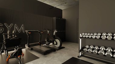 Koyu tonlu ve modern Minimalist Spor Salonu