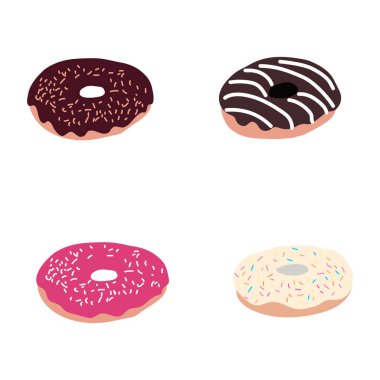 Beyaz arkaplanda basit vektör illüstrasyonu 4 donut