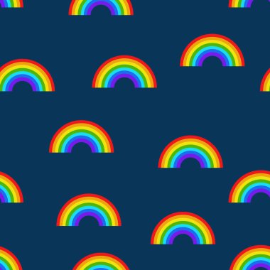 Basit vektör çizim deseni gökkuşağı om koyu mavi