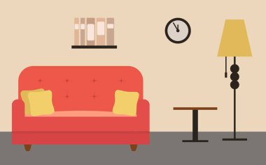 Odadaki basit vektör illüstrasyon kanepesi