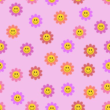 Basit vektör deseni çiçekleri gülümsetir