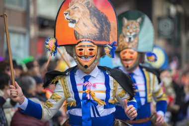 Cigarrones de los Carnavales de Verin, Ourense, Spain. Los carnavales de Verin son una fiesta considerada de interes turistico nacional y atraen a miles de turistas para disfrutar de esta fiesta popular y tan colorida. 