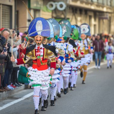 Cigarrones de los Carnavales de Verin, Ourense, Spain. Los carnavales de Verin son una fiesta considerada de interes turistico nacional y atraen a miles de turistas para disfrutar de esta fiesta popular y tan colorida. 
