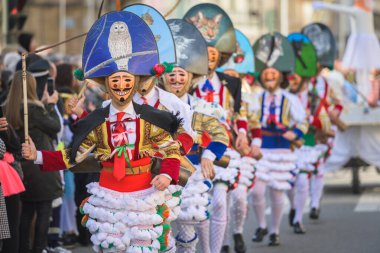 Cigarrones de los Carnavales de Verin, Ourense, Spain. Los carnavales de Verin son una fiesta considerada de interes turistico nacional y atraen a miles de turistas para disfrutar de esta fiesta popular y tan colorida. 