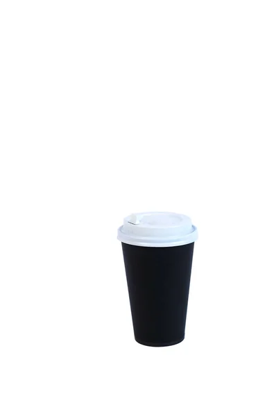Schwarzes Pappglas Auf Weißem Horizontalen Hintergrund — Stockfoto