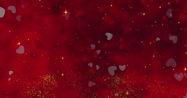 Bokeh Csillogó Csillogó Fények Formájában Szív Folyik Esik Képernyőn Ragyogó — Stock videók