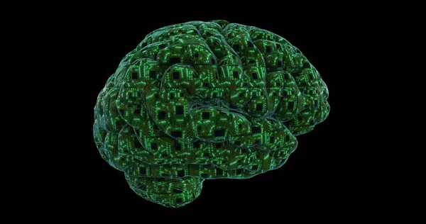 Cyfrowy Mózg Wykonany Płytek Drukowanych Procesorów Cyfrowa Sieć Neuronowa Pulsacja — Zdjęcie stockowe