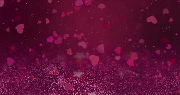 Hermosos Adornos San Valentín Forma Corazón Magenta Lazo Sin Costuras — Vídeo de stock