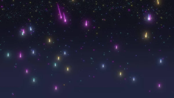 Farbenfroher Astronomischer Hintergrund Von Kometen Sternennebeln Und Meteoren Mit Fackeln — Stockfoto