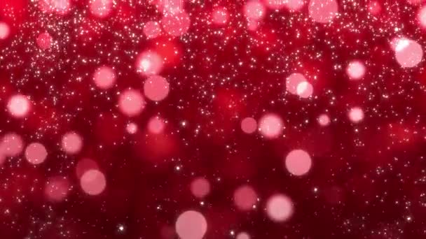 Natal Fundo Vermelho Brilhante Bokeh Confete Luz Brilho Textura Sobreposição — Vídeo de Stock