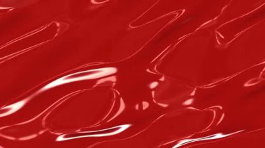 Soyut Kırmızı Sıvı Doku: Büyüleyici bir Yüzey Tasarımı Oluşturan Parlak Akışkan Dalgalar ve Yansımalar Görünümü