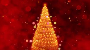 Işıltılı bir arkaplandan çıkan ışıltılı bir Noel Ağacı 'nın Güzel Döngüsü, Bayram Ruhunu Yakalamak ve Neşeli Neşeli Neşeler İçin Mükemmel. Yüksek kalite 4k görüntü