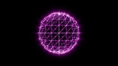 Abstract animation of a purple sphere with lines.