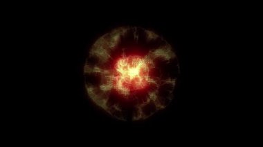 Gold sphere abstract animation background. Energy plasma ball on a black background.
