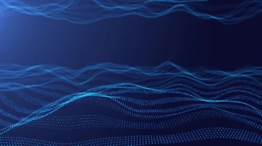 Canlandırma soyut dijital mavi parçacıklar dalgası.