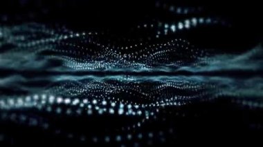 Animation abstract digital blue particles waves.