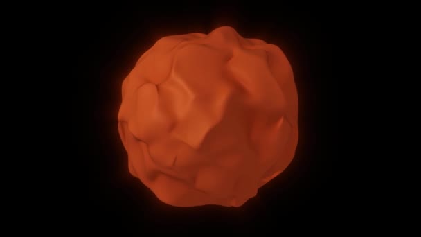 Abstrakt Oransje Materie Sfære Animasjon Svart Bakgrunn – stockvideo
