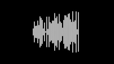 White audio frequency waveform spectrum animation on a black background.