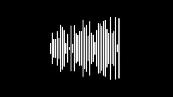 White Audio Frequency Waveform Spectrum Animation Black Background — Video Stock