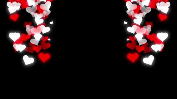 Flying Red White Hearts Animación Abstracta Fondo Día San Valentín — Vídeos de Stock