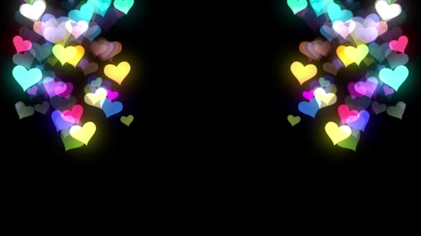 Flying Colorful Hearts Abstract Animation Valentines Day Background — Stock video