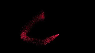 Siyah arkaplanda parlayan sihirli kırmızı parçacık izi canlandırması. 