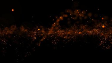 Karanlık arkaplan üzerinde soyut dalga parçacıkları, dijital teknoloji animasyonu. 