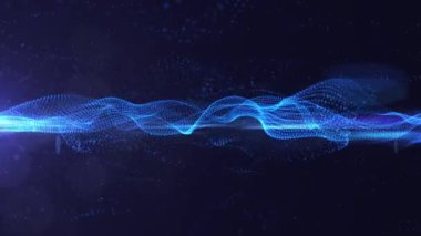 Animation abstract digital blue particles waves.
