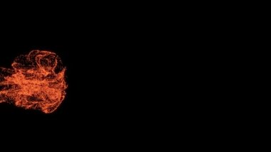 Turuncu sıvı parçacıkları soyut canlandırma patlaması.