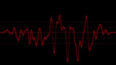 Neon heartbeat on black background. Background heartbeat red line neon light heart rate display screen medical research.