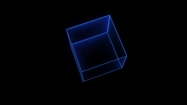 アブストラクト黒の背景に動く3Dブルーキューブ — ストック動画