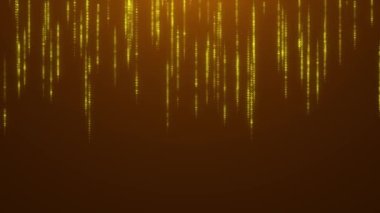 Dijital sarı yağmur döngüsü animasyonu. Parçacıkları aşağı taşıyan soyut teknoloji arkaplanı. 