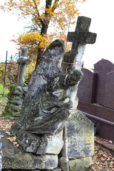 Тернопольская Область Украина Октябрь 2022 Года Старое Кладбище Старые Заброшенные — стоковое фото