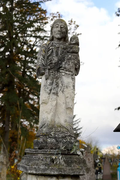 Région Ternopil Ukraine Octobre 2022 Ancien Cimetière Vieilles Figures Négligées — Photo