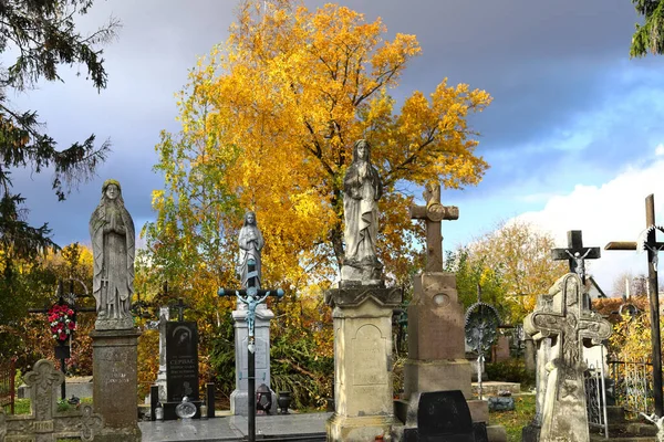 Ternopil Region Ucrania Octubre 2022 Antiguo Cementerio Antiguas Figuras Abandonadas — Foto de Stock