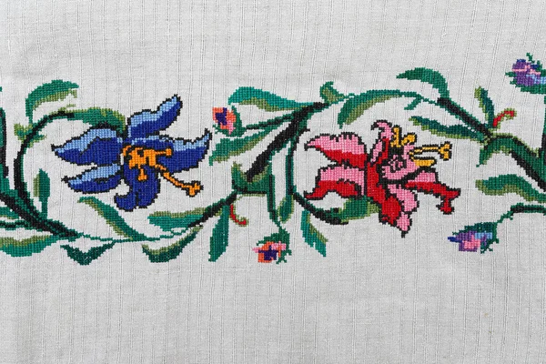 National Ornament Ukrainian Embroidery Ornamentation Ancient Ukrainian Towels Tablecloths Embroidery — Stock Photo, Image