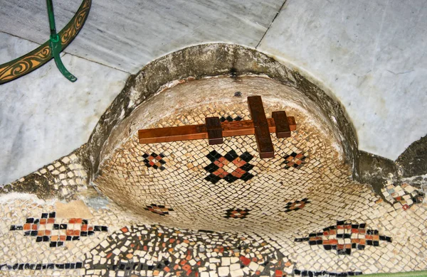 Chapel of the Holy Head of St. John the Baptist in Jerusalem, Mount of Olives, Israel. A recess in the floor where the head of John the Baptist lay. The concept of Orthodoxy