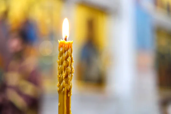 Panakhida Liturgia Funebre Nella Chiesa Ortodossa Cristiani Accendono Candele Davanti — Foto Stock