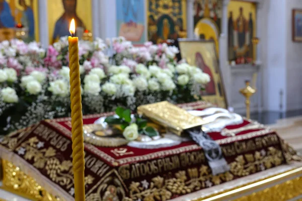 Ternopil Ucrânia Igreja Ortodoxa Maio 2021 Ícone Sudário Uma Tela — Fotografia de Stock