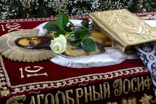 Тернопіль Україна Православна Церква Травня 2021 Року Ікона Саван Полотно — стокове фото