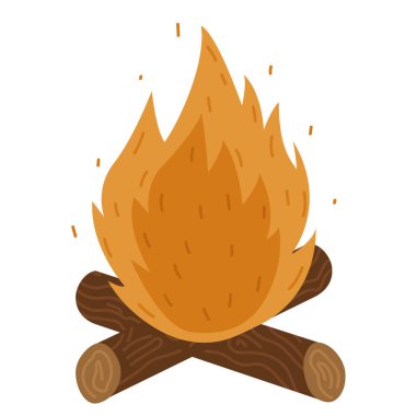 Flat campfire isolated on white background. Vector flame in flat style illustration. Illustration for stickers and web design