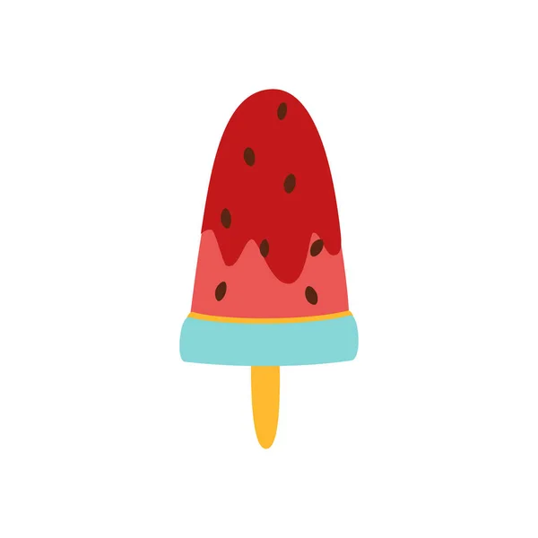 Colorful Watermalon Ice Cream Stick Vector Illustration Color Minimalistic Summer — Stock Vector