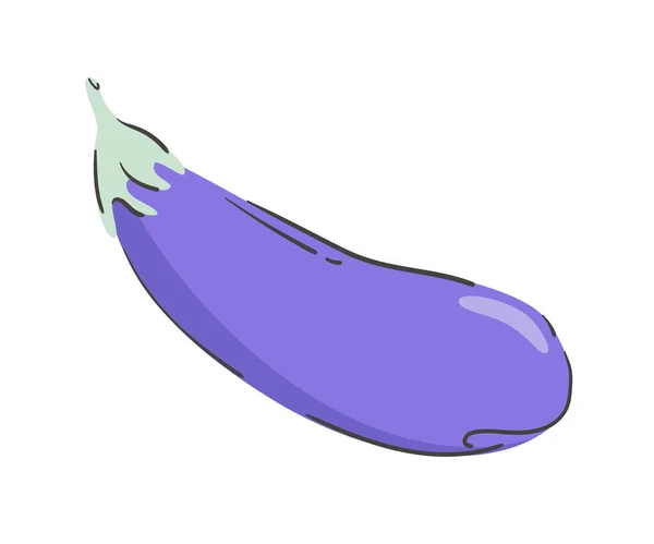 Hand Drawn Eggplant Isolated White Background Vector Illustration Colorful Minimalistic — Vetor de Stock