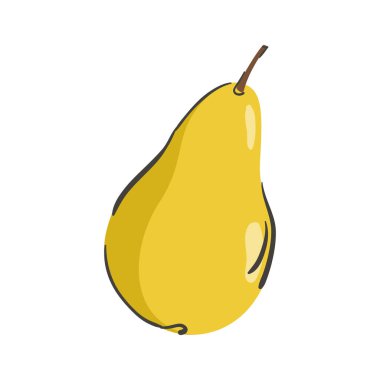 El çizimi armut, beyaz arka planda izole edilmiş. Vektör çizimi. Renkli ve minimalist meyveler. Çıkartma ve tasarım için.